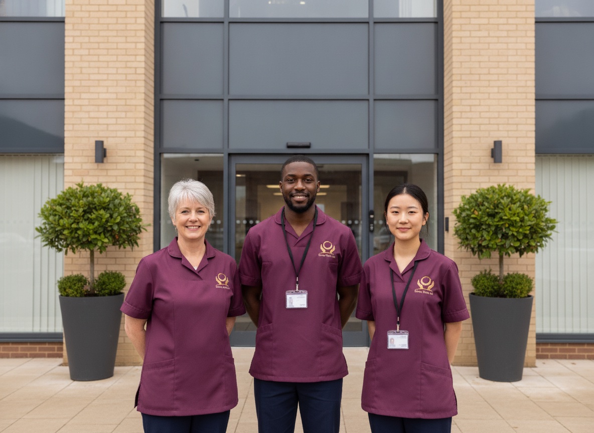 Eternity Care local care team standing outside the office in Birtley, Gateshead