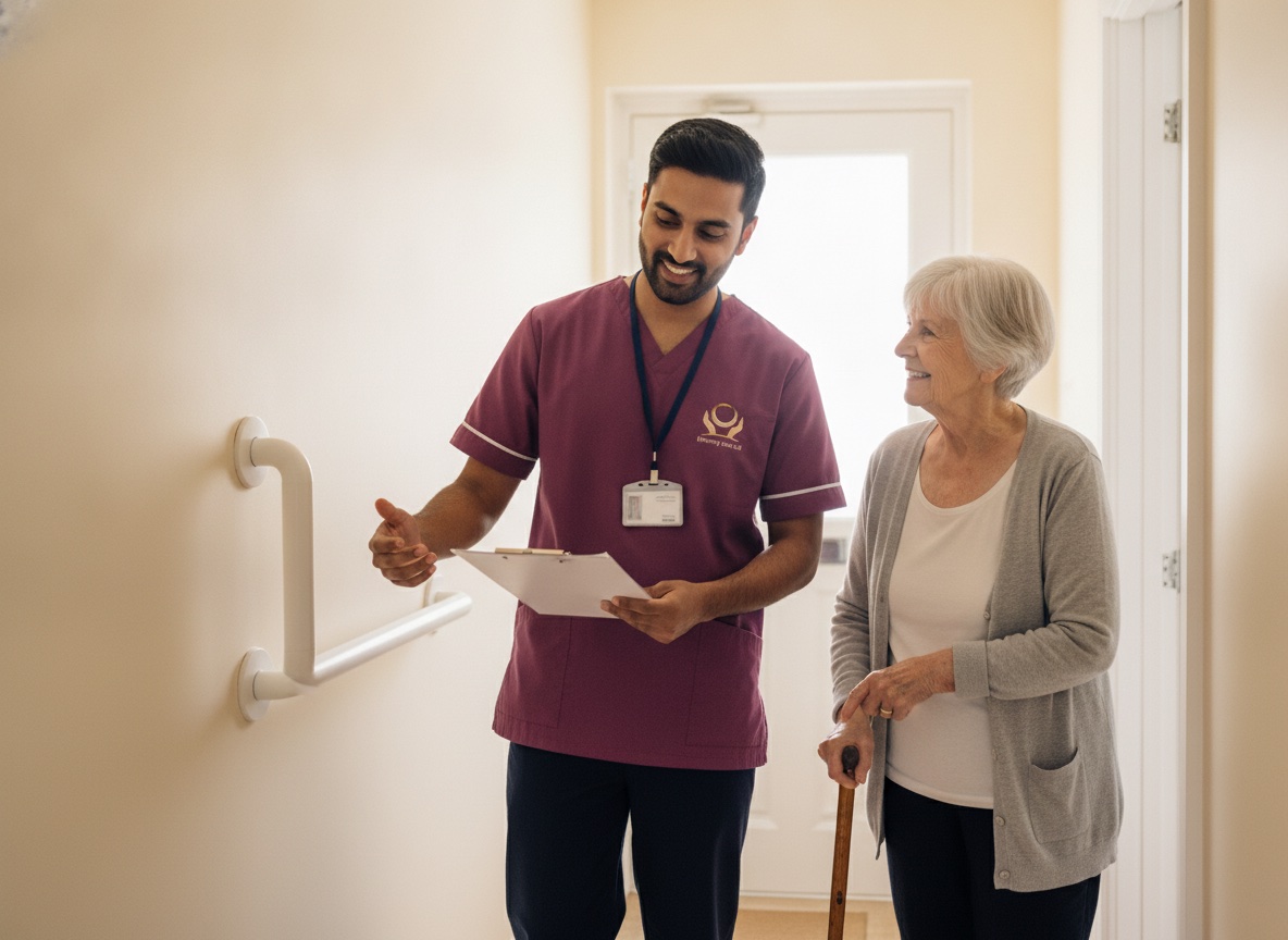 Eternity Care assessor checking home safety with an elderly woman during a free care assessment